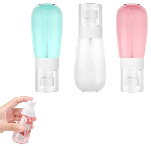 ASIRYVA 3 Pack 60ml Fine Mist Spray Bottles, Small Spray Bottle, Fine Spray Mist Bottle, for Travel Spray Bottle for toiletries, Leak Proof & BPA Free (2oz 60ml)