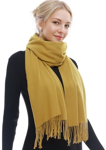 RIIQIICHY Schal Damen Winter Schals Tücher Winterschal Kuschelig Xxl Gelb Damenschal Pashmina Herbst Frauen Kaschmir Schal mit Fransen