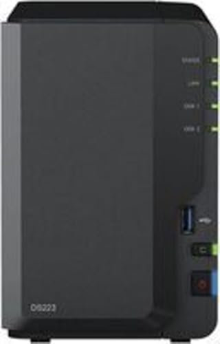 Synology DS223 - Discstation NAS a 2 bay (Realtek RTD1619B quad-core da 2 GB Ram 1 porta LAN RJ-45 1 GbE) da 4 TB con 2 dischi rigidi da 2 TB