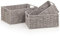 Woodluv Woven Wicker Storage Baskets, Paper Rope Storage Boxes, Drawer Closet Shelf Dresser Basket, Storage Baskets for Shelves, Set of 3, Grey