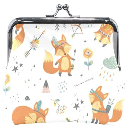 Mnsruu Porte-monnaie portable pour femmes et filles, pochette bohème renard, mini porte-monnaie en cuir pour femmes et filles, cartes de crédit, clés, pièces de monnaie, casque, #04, Taille unique,