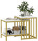 HOMCOM Modern Coffee Table Set of Two, Marble-Effect Nesting Side Tables with Steel Frame for Living Room, Gold Tone