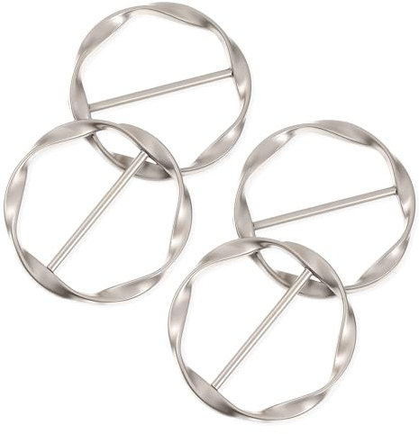 Schal-Ring-Clip, 4 Stück Metall T-Shirt Clips Schal Seidenschal Ring Clip Runder Krawatten Ring Clips Kleidungsring T-Shirt Krawattenringe Modische Twist Knoten Clip für Frauen Mädchen Kleidung