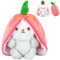 AWAVM Jouets Lapin Muppet,Peluche Lapin de Pâques, 25cm Douceur Carottes Fraises Poupée Lapins À Cache-Cache Oreiller en Peluche pour,Bunny Buddies Lapin Fraise Idées Cadeaux (Rose)