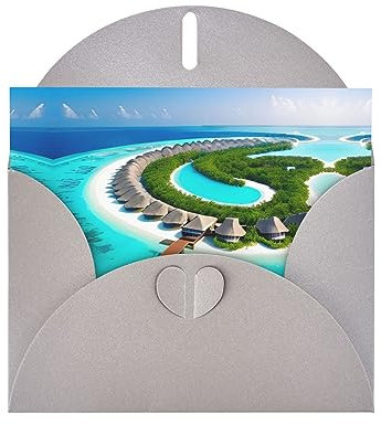 Rrkdoy Stilvolle Malediven Landschaft, bedruckte Grußkarte mit Perlenpapier für verschiedene Anlässe