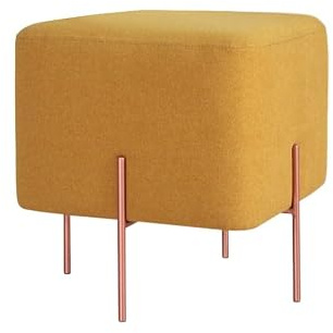 Atelier Del Sofa Böhmischer Senf-Pouf, 40 x 42 x 40 cm | 50% Baumwolle & 50% Leinen, 5 cm orthopädischer Schaumstoffkern, kupferbeschichtete Eisenbeine | Stilvoll & funktional für Hotel & Zuhause