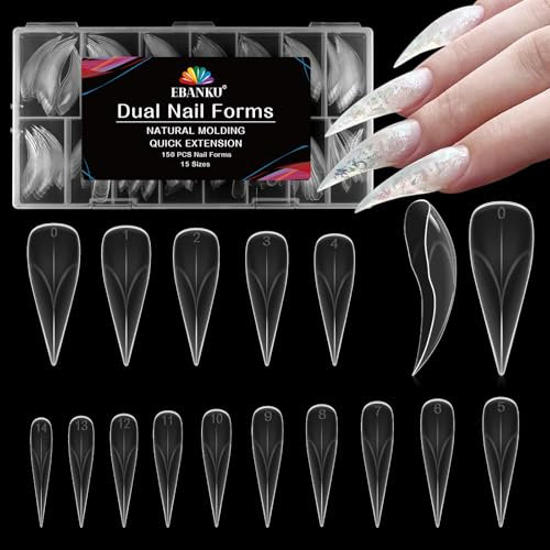 EBANKU 150PCS Poppit Ongle Kit, Réutilisable Capsule Americaine Ongle Gel Nail d'extension Kit Eagle Claw Faux Ongles Couverture Complète, PMMA Gel Pose Manucure pour Femme Fille