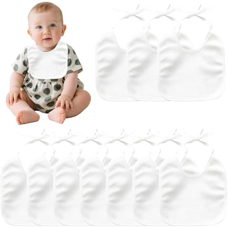 10 Stück Lätzchen Zum Bemalen,Babylätzchen Zum Bemalen,Lätzchen Bemalen,Sabberlätzchen Baby,Weiß Lätzchen Bemalen Babyparty,Geschenk Für Babyshower Party, Für Mädchen/Junge(Weiß)