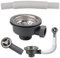 Inodiref Desagüe para fregadero de 114 mm, desagüe con rebosadero, acero inoxidable, válvula de cesta de colador, diseño grueso de 1½ pulgadas, para orificio de fregadero de 83 – 90 mm (interfaz