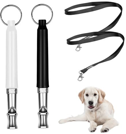 Fadbudss 2 Pack Hundepfeife Hochfrequenz Lautlos, Ultraschall Gegen Bellen Rückruf Effektives Hundetraining Hunde Pfeife Mit Verstellbare Lanyard Erziehungshilfen für Hunde Pfeifen Schwarz Und Weiß