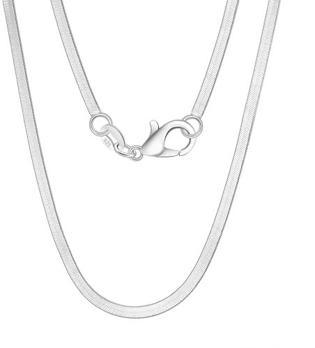 Mieoyue 925 Silber Damen Halskette ohne Anhänger, Silberkette 40 45 50 55 60cm Silberschmuck (Flache Schlangenkette, 40.0 Zentimeter)