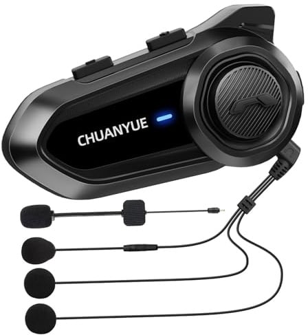 CHUANYUE R18 Motorrad Bluetooth Headset für bis zu 10 Motorräder (1pc) | motorrad kommunikationssystem mit Reichweite von 2km,intercom Motorrad mit HiFi/Musik Teilen/FM/AI Sprache,Vier Musikeffekte
