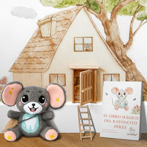 Perez Perez & Fairy® Türmaus mit magischer Tür mit Treppe, Vinyl, Mäusehaus Perez, Plüsch, Buch mit Geschichten, Registrierung und Zahnzertifikat Maus Perez.