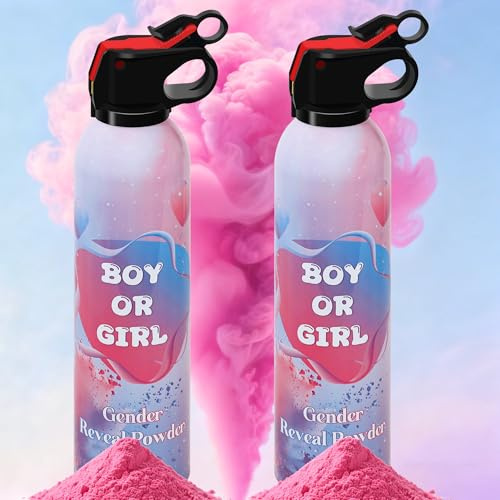 Gender Reveal - Juego de 2 bombas de humo, biodegradables, cañón de confeti, almidón de maíz rosa, efecto de 3 m, para fiestas de género