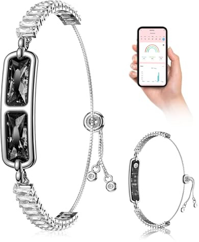 Govllfoz Smart Gem Armband für Damen – Luxusdesign mit farbigen Diamanten, 24/7 Herzfrequenz-/Blutsauerstoff-/Schlafmonitor, Mehrere Sportmodi, Lange Akkulaufzeit, Fitness-Tracker für iOS/Android