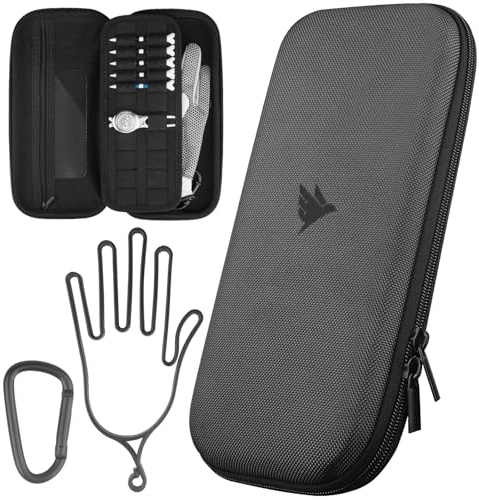 SWIFTEE Golf Glove Case Holder with Heavy-Duty Carabiner, Full-Length Divider, Airflow Ventilation Holes, Storage for Phone, Tees & Divot Tools