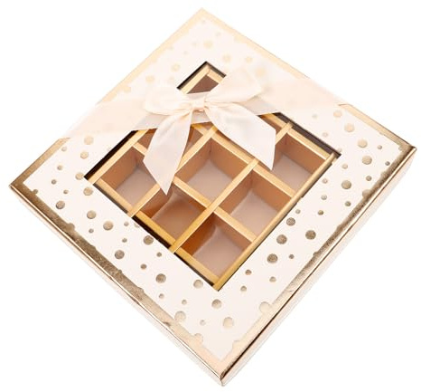 MOTHNUR Schokoladenverpackungsbox mit 25 Fächern Beige Pralinenschachtel mit Schleife Leere Geschenkbox für Geburtstag Valentinstag Hochzeit Party