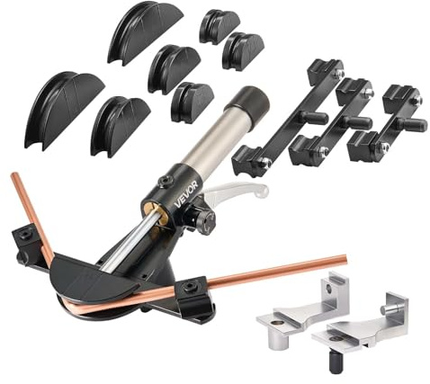 VEVOR Hydraulic Tubing Bender Kit, 1/4 to 7/8 Inch, Copper Tube Pipe Bender, Forward/Reverse HVAC Bending Tool Set, with 7 Aluminium Alloy Dies, for HVAC Air Conditioning Refrigeration Auto Repair