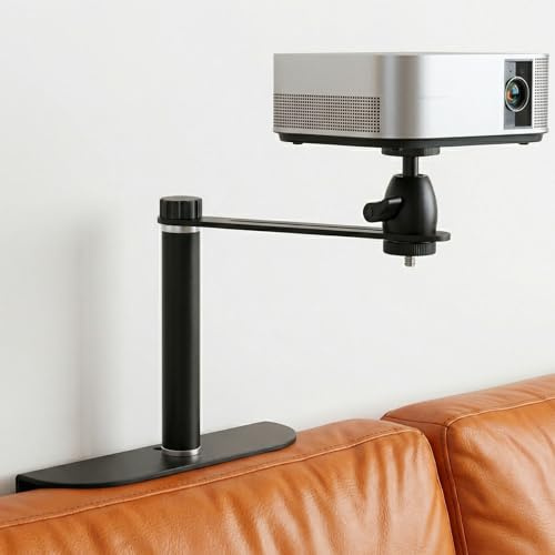 Beamer Ständer für Bett & Sofa, Projektorhalterung ohne Bohren – Verbesserte Stabilität Beamer Halterung Wand/Nachttisch, Stabil Stahl Beamer Wandhalterung für Schlafzimmer & Wohnzimmer (Höhe 10cm)