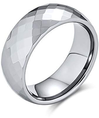 Bling Jewelry Paare Multi Facetten Prisma Schliff Titan Eheringe Für Männer Für Frauen Silberton Kompfort Fit 8Mm