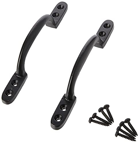 Merriway® BH00060 Hotbed D Steel Handle, 150 mm (6 inch) Black Japanned - Pack of 2 Pieces