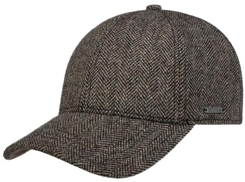 Stetson Plano Wool Cap Herren Baseballcap Schirmunterseite Leder Herringbone Design Baumwollfutter Herbst Winter