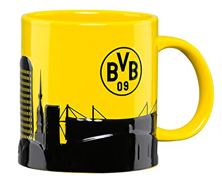 BVB Tasse Skyline, Steingut, Schwarz/Gelb, 10 x 10 x 15 cm