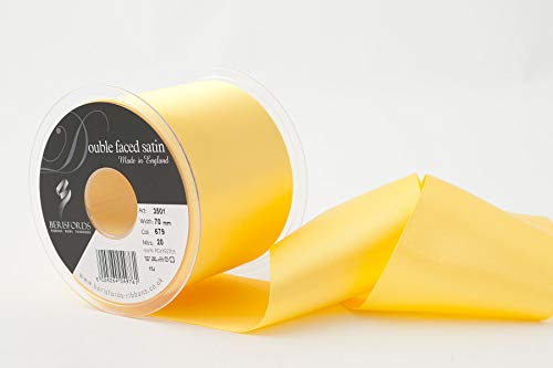 Berisfords 3501 Satinband, doppelseitig, 70 mm, gelb, 679 10,5 x 10,5 x 7,8 cm Doppelseitiges Band, Polyester, Satin Gelb