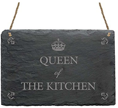 Schieferplatte Schild « QUEEN OF THE KITCHEN » mit MOTIV Küche Haushalt Dekoschild Geschenk