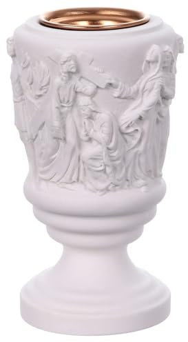Holyart Vaso portafiori Marmo Sintetico Cristo Porta Croce