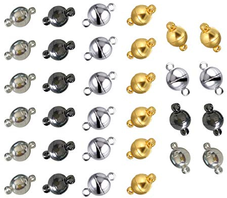MOAMUN 40 Stück Magnetverschluss Armband, 6MM Runde Magnetverschluss Kette, Verschlüsse für Armbänder Schmuck Kettenverschluss für Halsketten Fußkettchen Schmuckherstellung DIY Handwerk(Mischung 6mm)