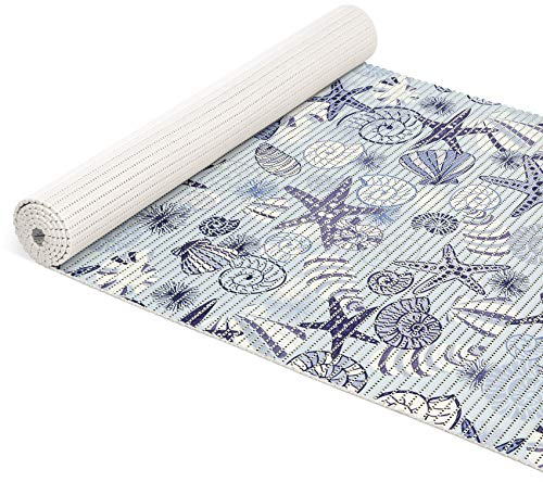 ANRO Badematte Weichschaum Matte Antirutsch Badvorleger Badläufer Muscheln Blau 120x65cm