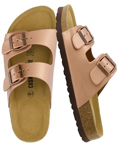 CUSHIONAIRE Women's Lane Cork Footbed Sandal with +Comfort