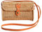 Novum Crafts Runde Rattan-Tasche für Damen – handgefertigte Ata Flechtbörse – Kreis, quadratisch, oval, brauner Stroh-Boho-Tasche, 8” x 3 (20,3 cm x 7,6 cm)