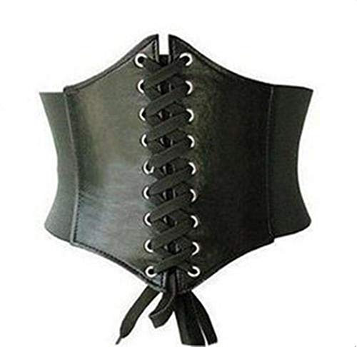 Black Sugar Ceinture Similicuir Style Gothique Punk Rock Victorien Corset Serre Taille Ceinture Médiéval Steampunk Moyen Âge (NOIR)