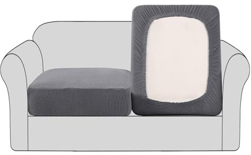 BellaHills Sofa Sitzkissenbezug Stretch Stuhl Schonbezug Spandex Elastic Couch Kissenbezüge Möbelschutz für Sofa Sitzkissen（2 Sitzer Kissen, Grau
