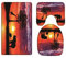 A.Monamour Badezimmer Badematte 3 Teilig Set Elefanten Giraffen Baums Der Afrikanischen Tiere Himmel Flanell WC Toilette Deckel Deckt Bad Matte Teppich Badteppiche Badvorleger Badgarnitur Vorleger