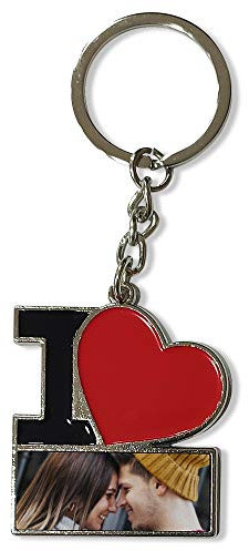 LolaPix Porte-clés I Love personnalisé avec Une Photo, Une Image ou Un nom. Porte-clés en métal pour Les Amoureux. Cadeau personnalisé.