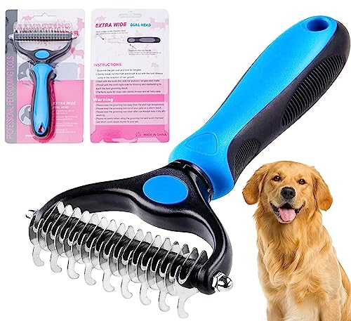 JJW Pettine per sottopelo, Spazzola per Cani e Gatti per Pelo Lungo, Pettine Rastrello Taglianodi Cardatore, Pet Toelettatura Professionale, Regali di Natale per animali domestici