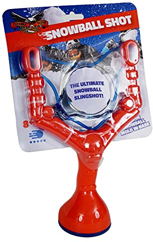 Flexible Flyer Snowball Launcher & Maker – Kids Snow Slingshot Toy with Long-Distance Snowball Shooter and Built-in Snow Ball Mold for Winter Play, Sling Shot Christmas Games, Xmas Fun, Red