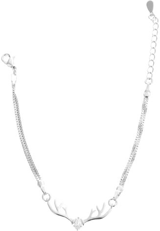 VALICLUD Hirsch Anhänger Armband Hirschgeweih Link Armreif Hirschhorn Armband Tier Manschettenarmband Elch Geweih Elch Liebhaber Geburtstagsgeschenk Weiß Hochzeit