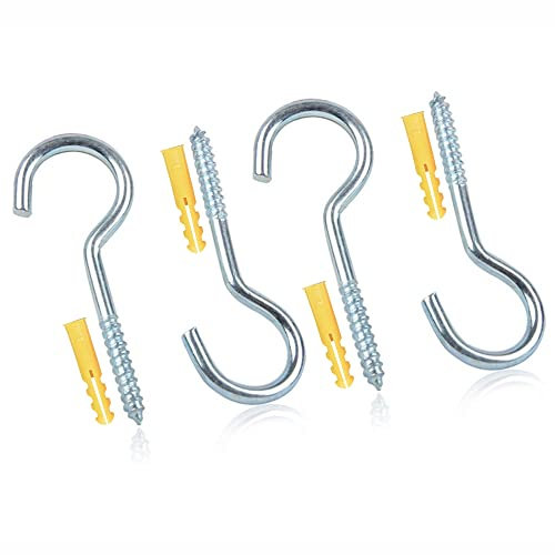Lot de 8 crochets de corde à linge robustes à visser au plafond en acier inoxydable antirouille pour la maison, le bureau, l'intérieur et l'extérieur 90 mm