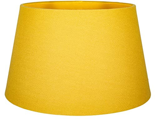 Traditional Mustard Ochre Linen Fabric Drum Table/Pendant Lampshade | 60w Maximum | Inner Fabric Lining | 30cm Diameter by Happy Homewares