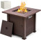 Propangas-Feuerstelle, quadratisch, 71,1 cm, 2-in-1-Feuertisch mit Abdeckung, Deckel und 3 kg Lavastein, Gas-Feuerstelle, Tisch für Terrasse, Garten, Hinterhof, Deck, Braun