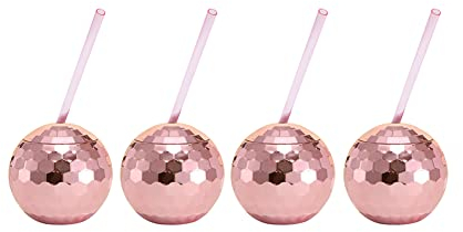 LYEAA Discokugelbecher, 600 ml, 3/4 Stück, Discospiegelkugelbecher, Cocktailbecher mit Strohhalm, KTV, Nachtclub, Party, Weinglas, Trinksäfte, Tasse, Bar, Party-Werkzeuge für Themenpartys, Reisen,