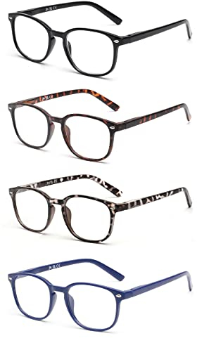 JM Lesebrille Satz von 4 Qualität Federscharnier Leser Damen Herren Brille Für Lesen +0.75 Mischfarbes