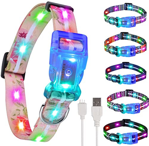 YUSHANG Side Release Buckle Glow Dog Collar Light-Led Dog Collar Rechargeable Waterproof-Super Bright Adjustable Flashing Dog Collar-Light Up Dog Collars for Large Small Medium Dog
