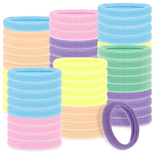 cobee Haargummis für Frauen, 100 Stück Nylon Haargummis, keine Schäden für dickes Haar nahtlos weiche Haarbänder lose Haargummis Pferdeschwanzhalter Stirnbänder Stretch Haarbänder(Bonbonfarbe)