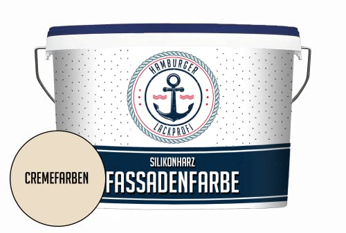Hamburger Lack-Profi Fassadenfarbe MATT Cremefarben Silikonharz Fassadenfarbe Beige wetterbeständige Außenfarbe - Silikonharzfarbe Sockelfarbe - geruchsarme Farbe mit hoher Deckkraft (10 L)