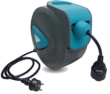 Yznahre Automatik Kabeltrommel 20m, Automatischer Kabelaufroller mit Elektrokabel 180° Drehbar Kabeltrommeln Wandhalterung inkl. Montagematerial